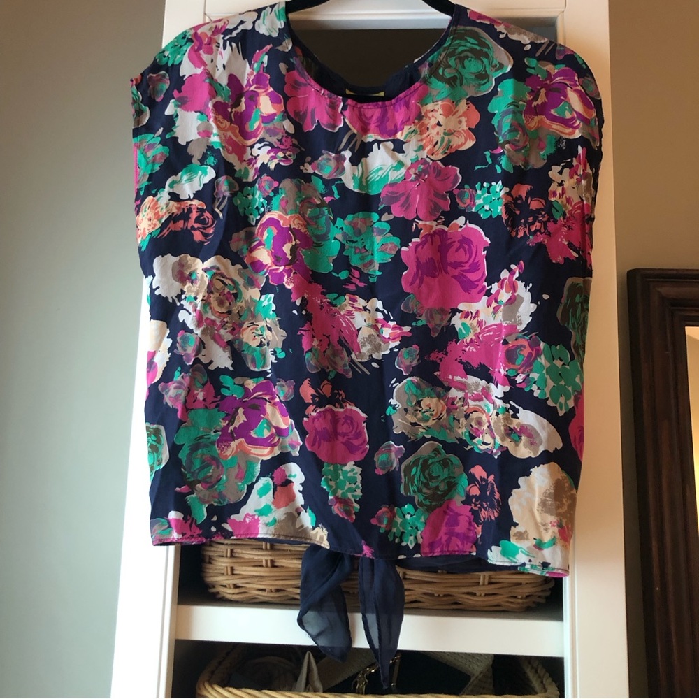Anthropologie Maeve Floral silk blouse